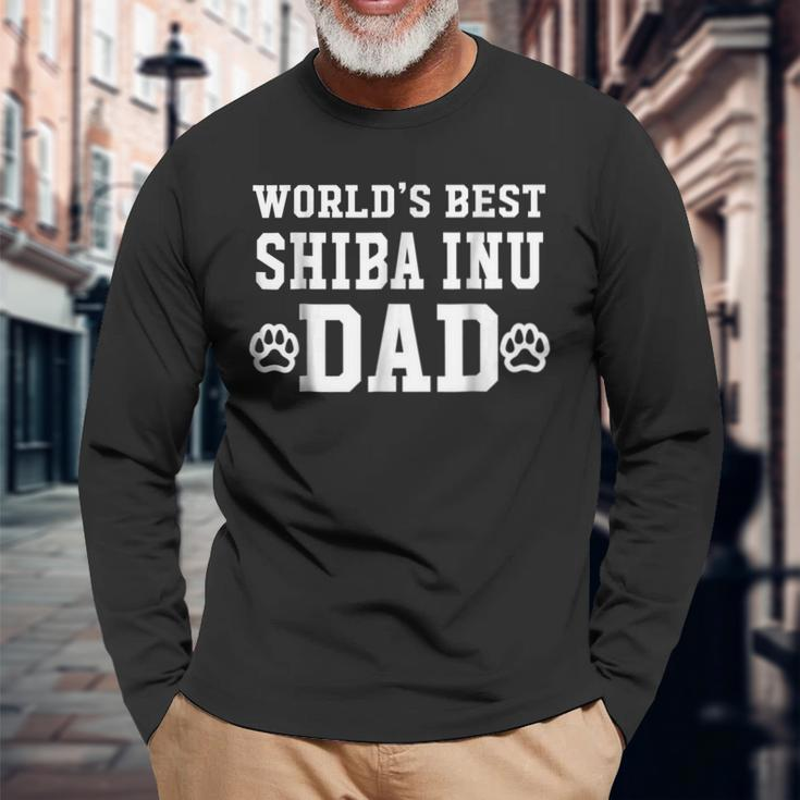 Worlds Best Shiba Inu Dad Dog Lover Pawprint Long Sleeve T-Shirt T-Shirt Gifts for Old Men