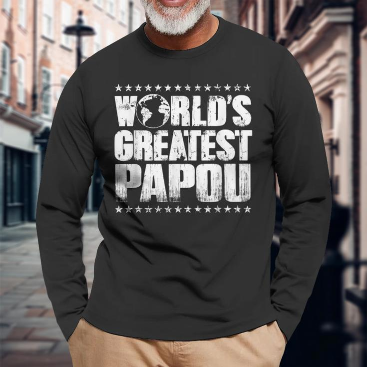Worlds Greatest Papou Best Ever Award Long Sleeve T-Shirt Gifts for Old Men