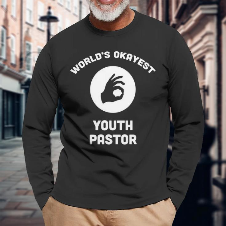 Worlds Okayest Youth Pastor Oksign Best Church Long Sleeve T-Shirt Gifts for Old Men