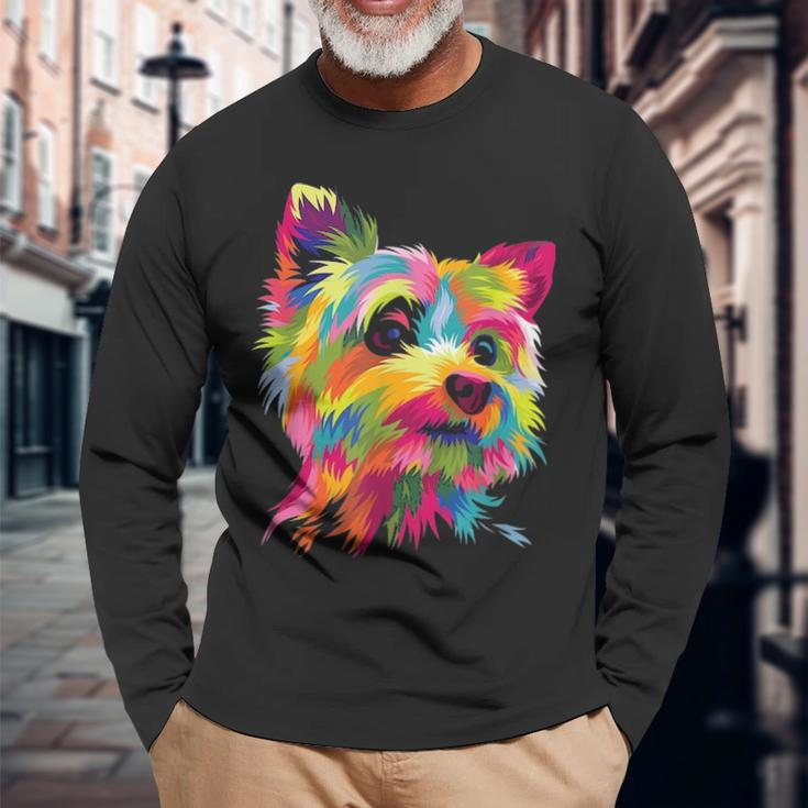 Yorkshire Terrier Yorkie Pop Art Popart Dog Long Sleeve T-Shirt Gifts for Old Men