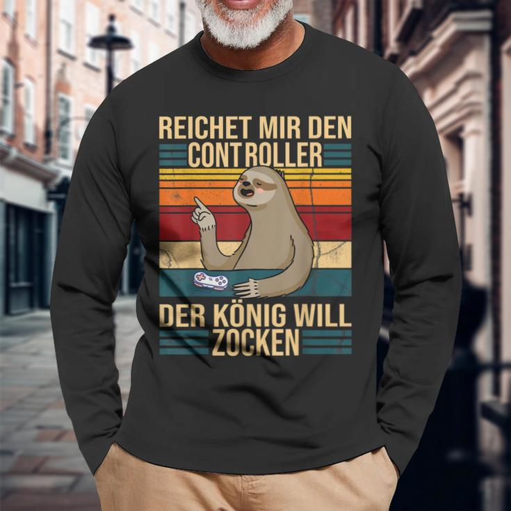 Zocken Reichet Mir Den Controller König Ps5 Konsole Gamer V2 Langarmshirts Geschenke für alte Männer
