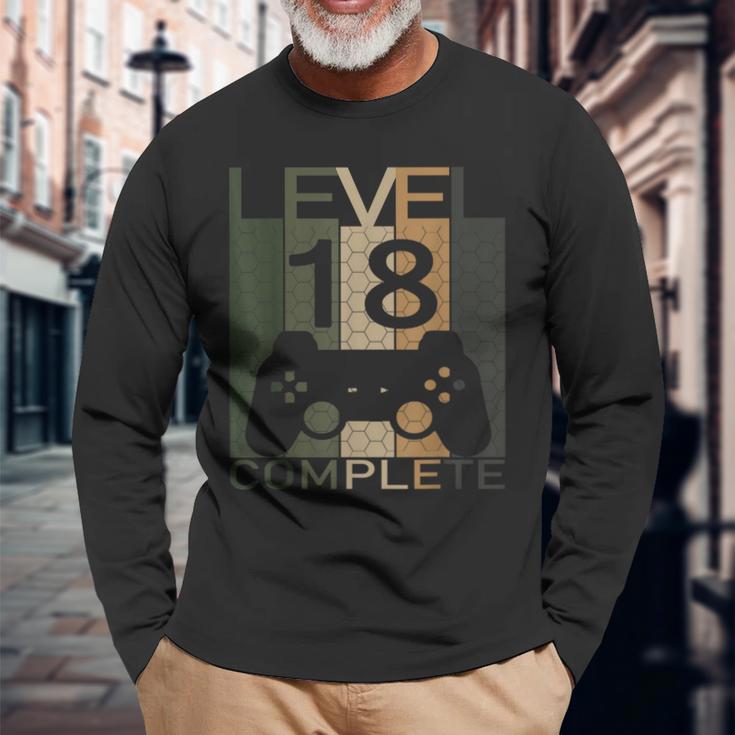 Zocker 18 Geburtstag Level 18 Jahre 2003 Gaming Langarmshirts Geschenke für alte Männer