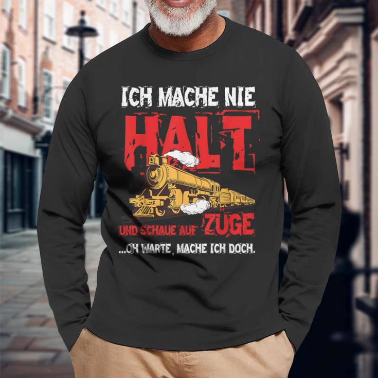 Zug Train Schaffner Bahn Mann Junge Geschenk Eisenbahn Langarmshirts Geschenke für alte Männer