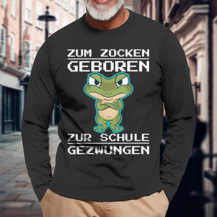 Zum Zocken Geboren Zur Schule Gezwungen Konsole Ps5 Gaming Langarmshirts Geschenke für alte Männer