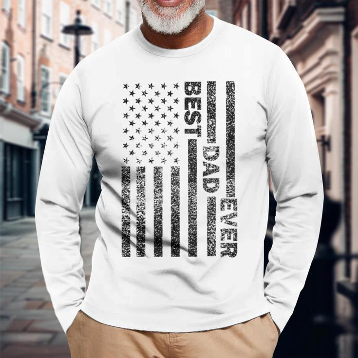 Best Dad Ever American Flag Husband Vintage Fathers Day Men Long Sleeve T-Shirt Gifts for Old Men
