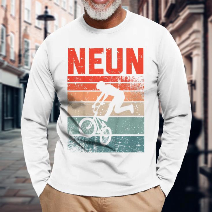 BMX Fahrer Fan Langarmshirts für Kinder, Vintage 9. Geburtstag Junge Geschenke für alte Männer