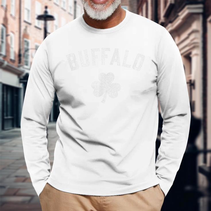 Buffalo Ny St Patricks Pattys Day Shamrock Long Sleeve T-Shirt Gifts for Old Men
