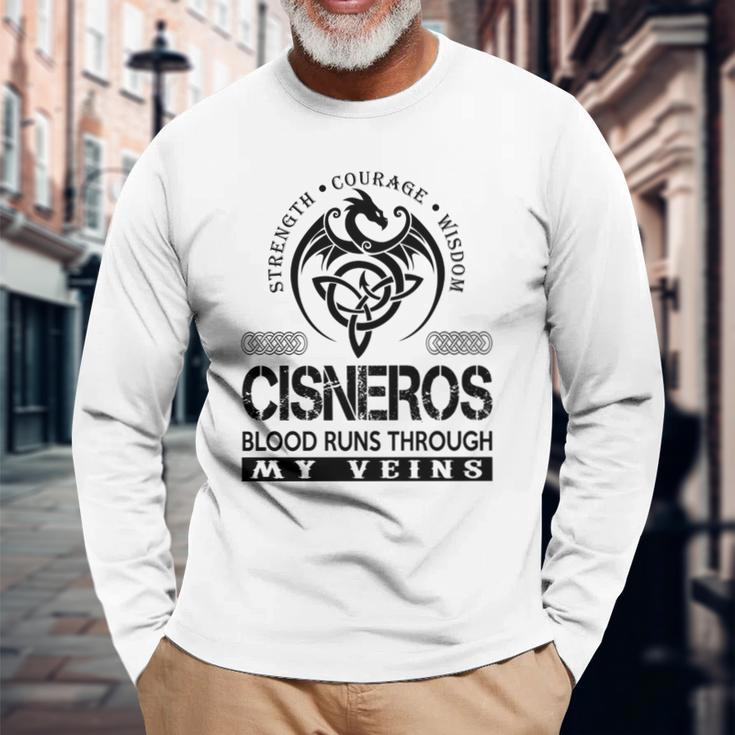 Cisneros Blood Runs Through My Veins Long Sleeve T-Shirt Gifts for Old Men