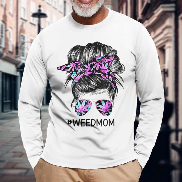 Classy Mom Life With Leopard Mom Marijuana Weed Lover Long Sleeve T-Shirt Gifts for Old Men