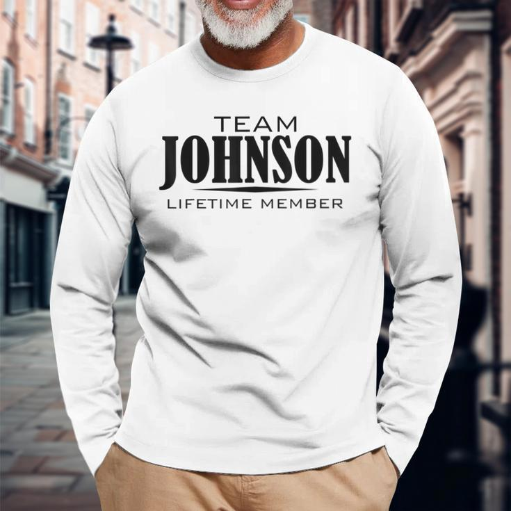 Cornhole Team Johnson Family Last Name Top Lifetime Member Men Women Long Sleeve T-shirt Graphic Print Unisex Gifts for Old Men