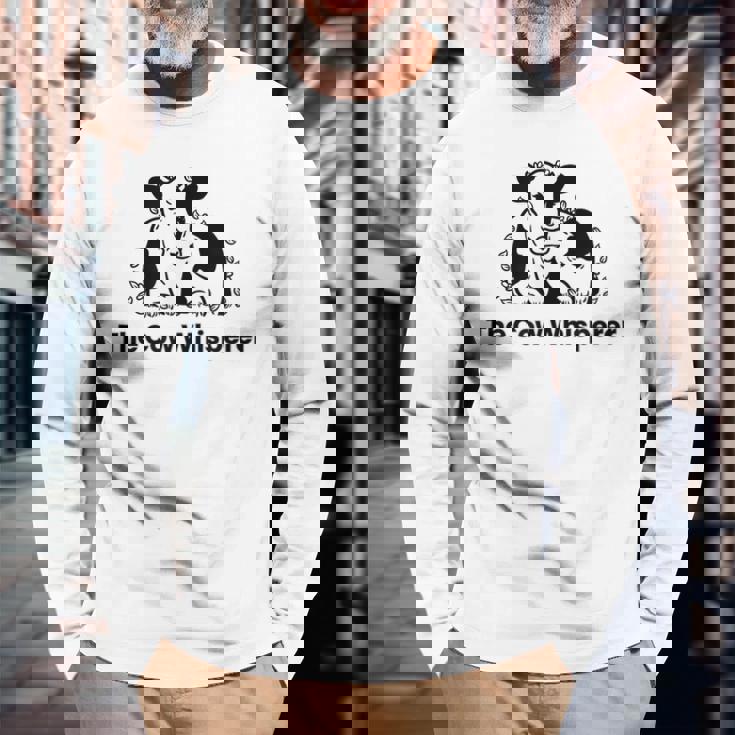 The Cow Whisperer- Cute Black And White Resting Cow Long Sleeve T-Shirt Gifts for Old Men