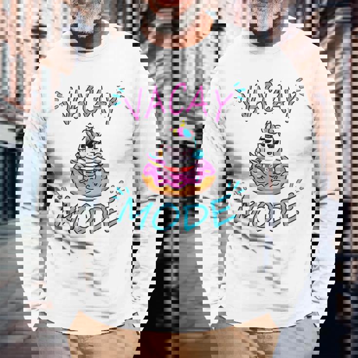 Cute Summer Vacay Mode Beach Mode Unicorn Cruise Long Sleeve T-Shirt Gifts for Old Men
