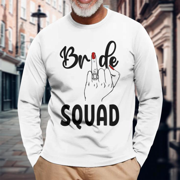 Cute Wedding Bridesmaid Bachelorette Finger Ring Bride Squad Long Sleeve T-Shirt T-Shirt Gifts for Old Men