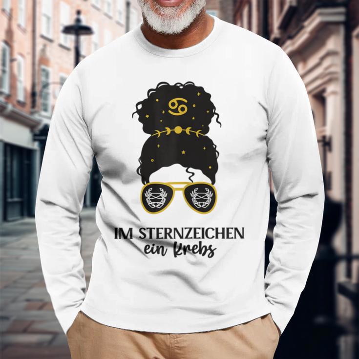 Damen Krebs Zodiac Langarmshirts, Sternzeichen Geburtstag Design Geschenke für alte Männer