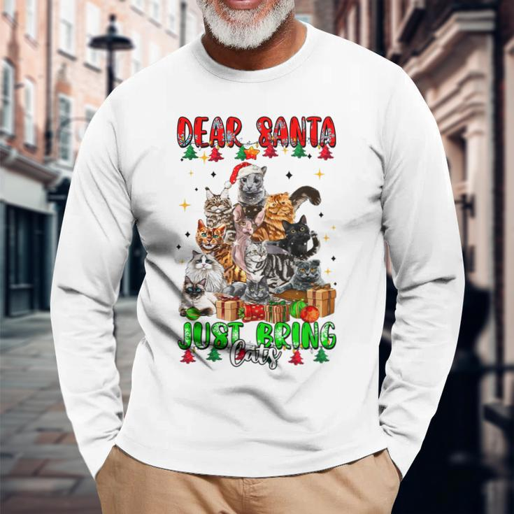 Dear Santa Just Bring Cats Weihnachtsbaum Langarmshirts für Katzenliebhaber Geschenke für alte Männer