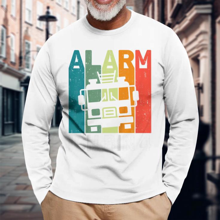 Feuerwehr Alarm Ich Bin 4 Jahre Retro Langarmshirts für Kindergeburtstag Geschenke für alte Männer