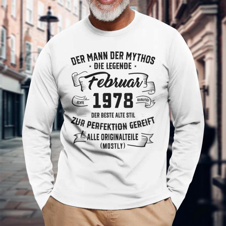 Herren Der Mann Mythos Die Legend Februar 1978 45 Geburtstag Langarmshirts Geschenke für alte Männer