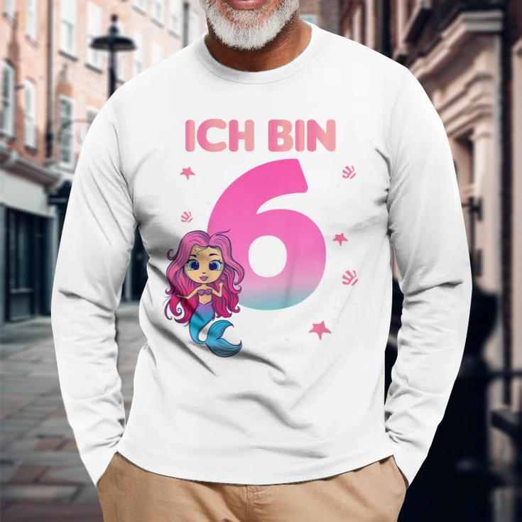 Kinder 6 Geburtstag Mädchen Meerjungfrau Nixe Ich Bin 6 Jahre Langarmshirts Geschenke für alte Männer
