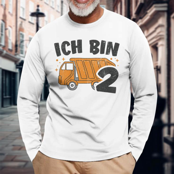 Kinder Müllauto Langarmshirts 2. Geburtstag, Müllabfuhr Design für Jungen Geschenke für alte Männer