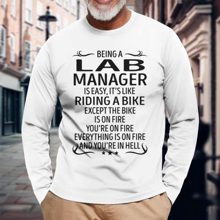 Being A Lab Manager Like Riding A Bike Long Sleeve T-Shirt Gifts for Old Men