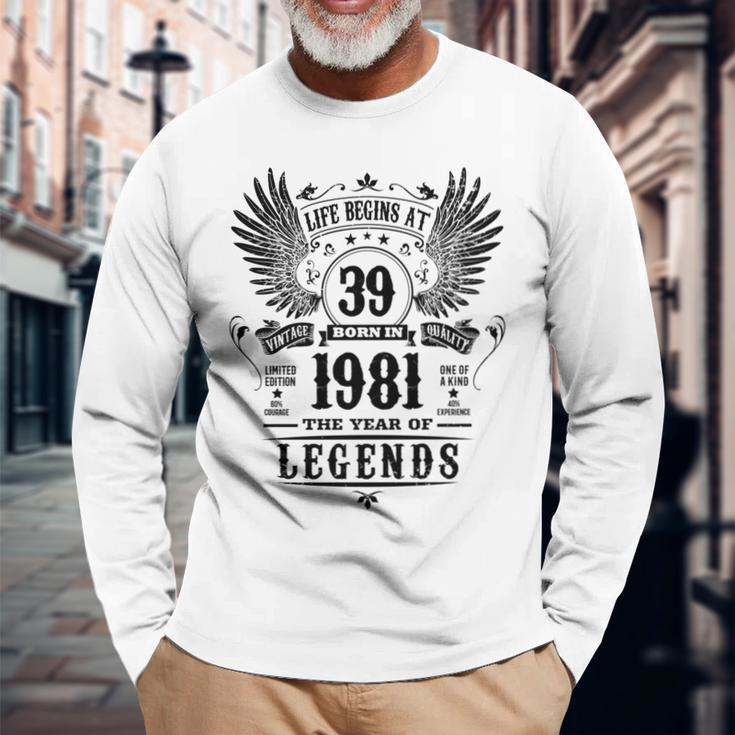 Legende Geburtstag 1981 Langarm-Langarmshirts, 39 Jahre Jubiläum Geschenke für alte Männer
