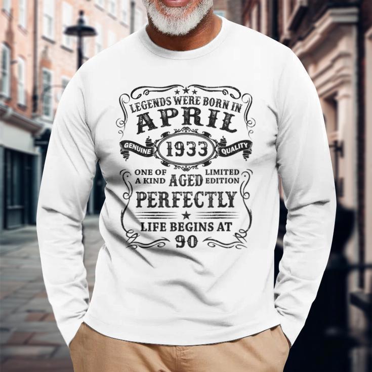 Legenden Wurden Im April 1933 Geschenk 90 Geburtstag Mann V2 Langarmshirts Geschenke für alte Männer