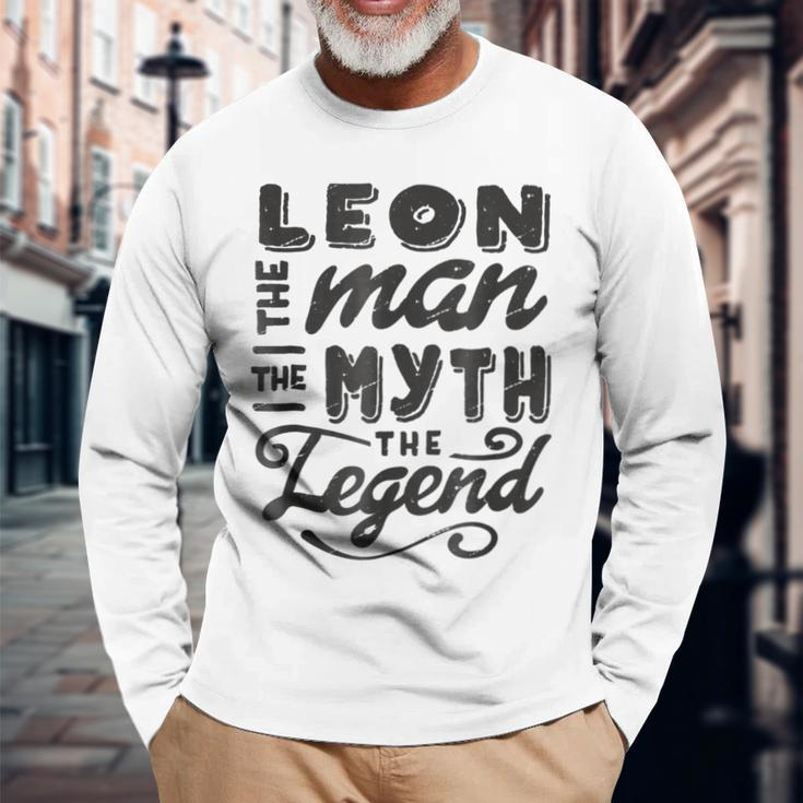 Leon The Man Myth Legend Ideas Name Long Sleeve T-Shirt Gifts for Old Men