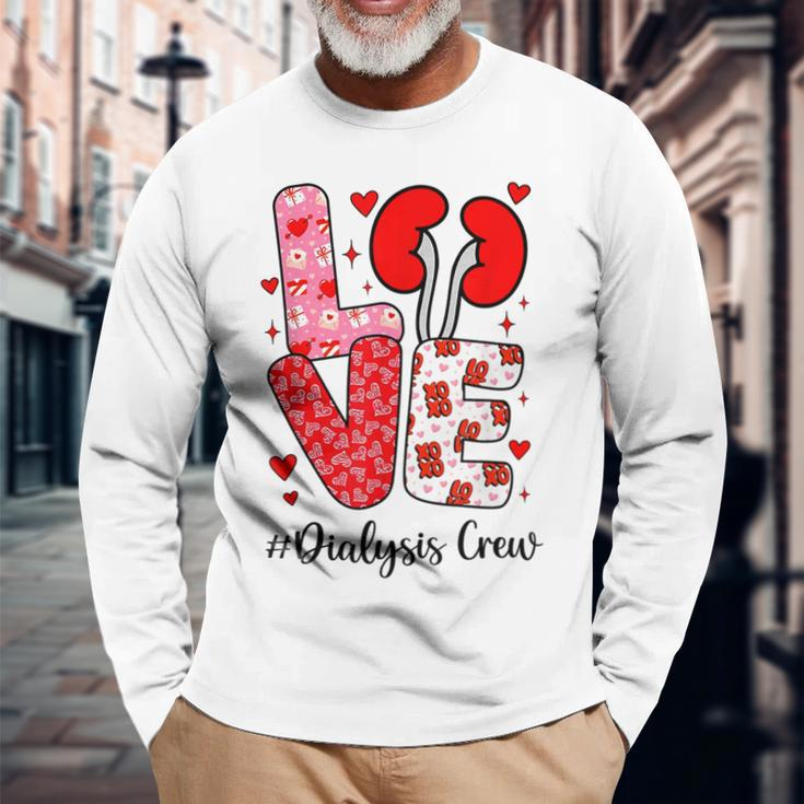 Love Dialysis Crew Valentines Nurse Group Nursing Long Sleeve T-Shirt Gifts for Old Men