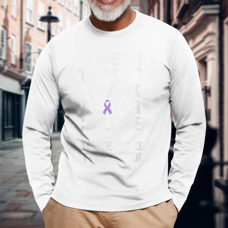 Military Child Month Purple Up Pride Brave Heroes Long Sleeve T-Shirt Gifts for Old Men