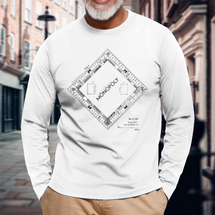 Monopoly Boardgamer Patent Image Long Sleeve T-Shirt Gifts for Old Men