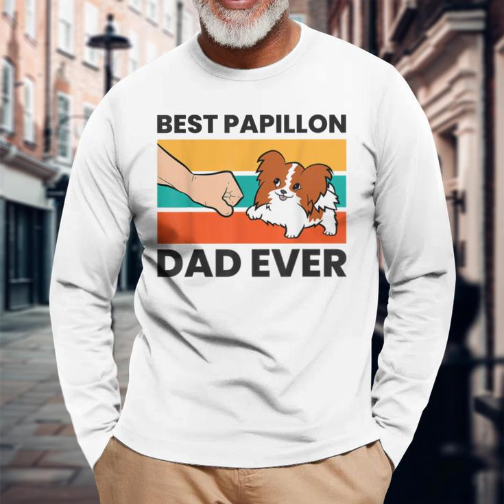 Papillon Dog Owner Best Papillon Dad Ever Long Sleeve T-Shirt T-Shirt Gifts for Old Men