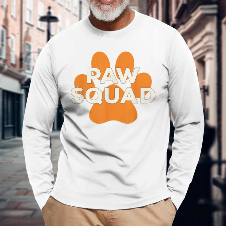 Paw Squad Orange Dog Cat Paw Print Animal Rescue Team Long Sleeve T-Shirt T-Shirt Gifts for Old Men