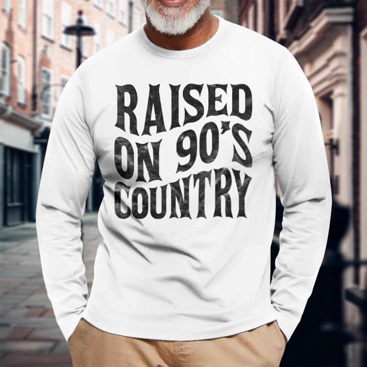 Raised On 90’S Country Music Vintage Letter Print Long Sleeve T-Shirt T-Shirt Gifts for Old Men