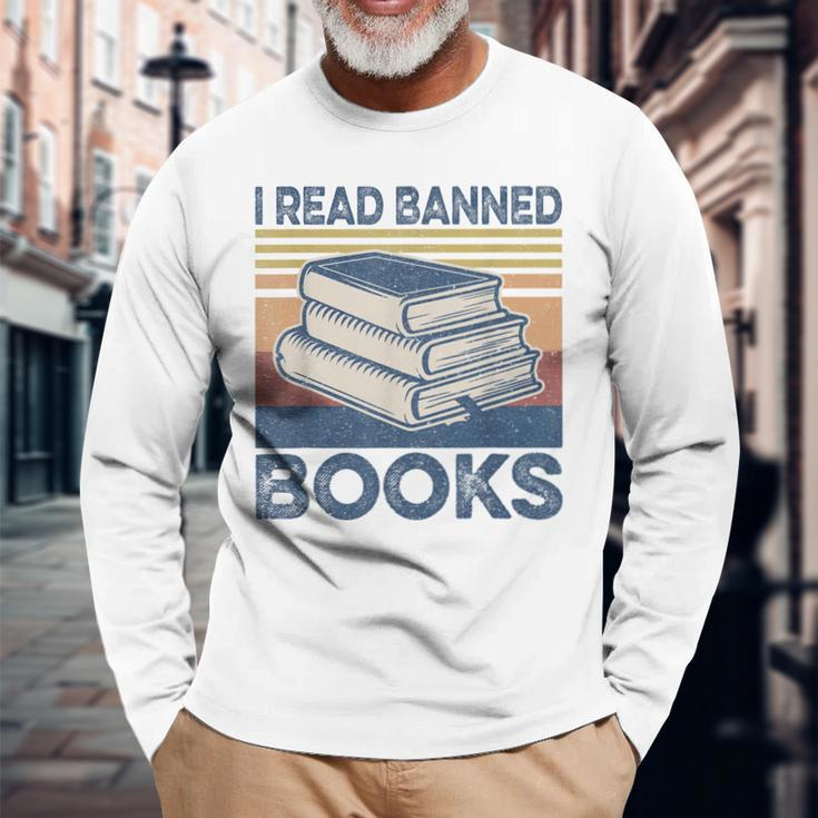 I Read Banned Books Week Librarian Freedom Reader Nerd Long Sleeve T-Shirt Gifts for Old Men