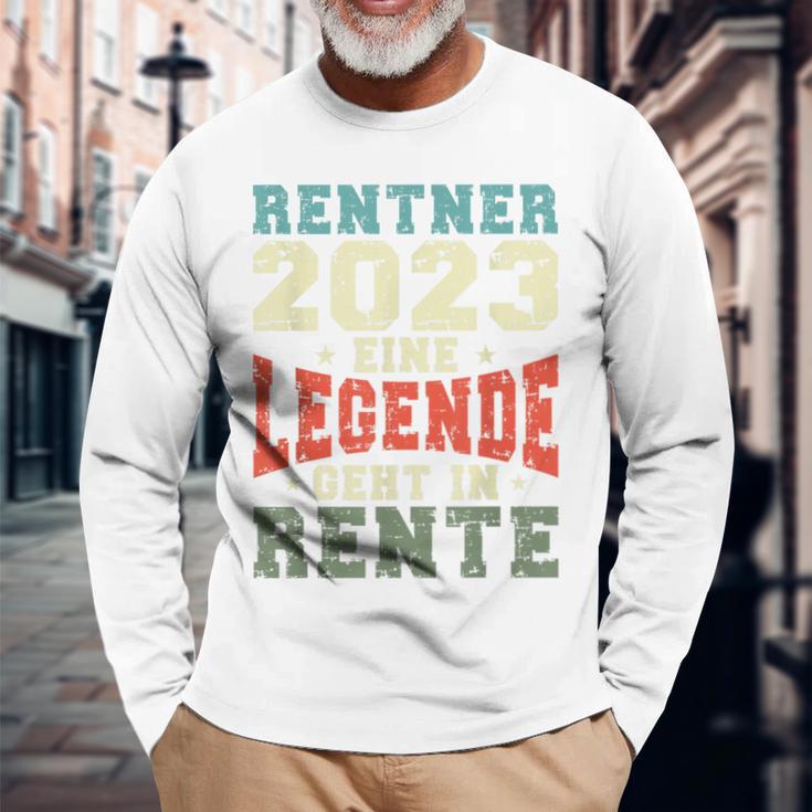 Rentner 2023 Rente Spruch Retro Vintage V2 Langarmshirts Geschenke für alte Männer