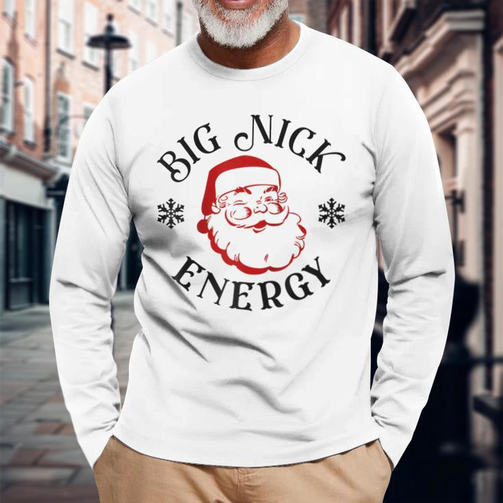 Retro Groovy Big Nick Santa Energy Christmas Funny Raglan Men Women Long Sleeve T-shirt Graphic Print Unisex Gifts for Old Men