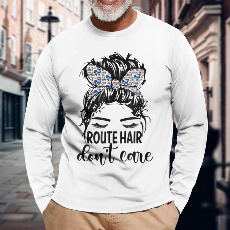 Route Hair Dont Care Messy Bun Mom Long Sleeve T-Shirt T-Shirt Gifts for Old Men