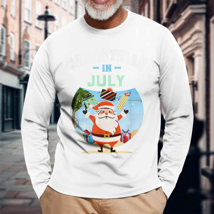 Tropischer Weihnachtsmann Langarmshirts, Weihnachten im Juli Design Geschenke für alte Männer
