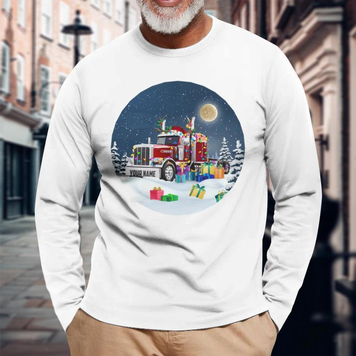 For Trucker Porcelain Ornament Circle Long Sleeve T-Shirt Gifts for Old Men