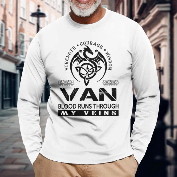 Van Blood Runs Through My Veins Long Sleeve T-Shirt Gifts for Old Men