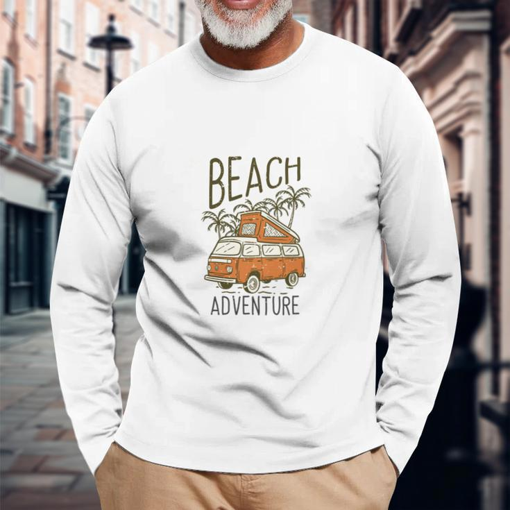 Van Car Parking On The Beach Long Sleeve T-Shirt Gifts for Old Men
