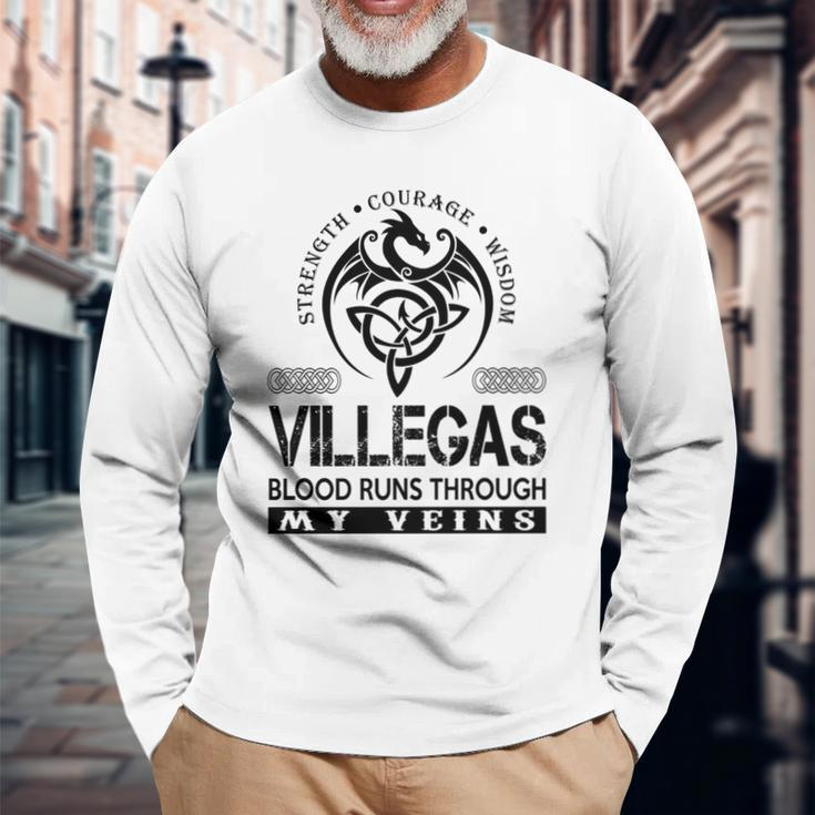 Villegas Blood Runs Through My Veins Long Sleeve T-Shirt Gifts for Old Men