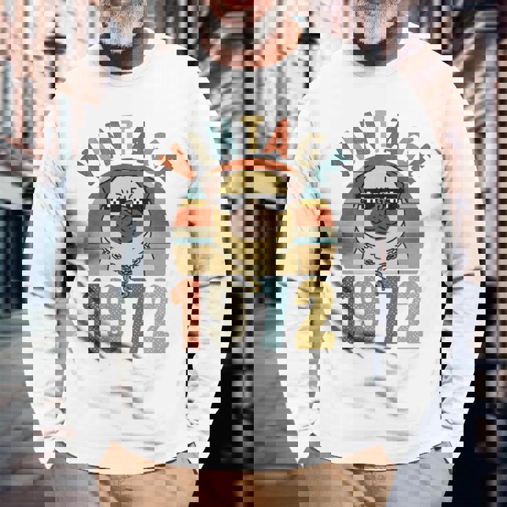 Vintage 47Th Birthday Dog Pug Vintage 1972 Classic Men Women Long Sleeve T-Shirt T-shirt Graphic Print Gifts for Old Men