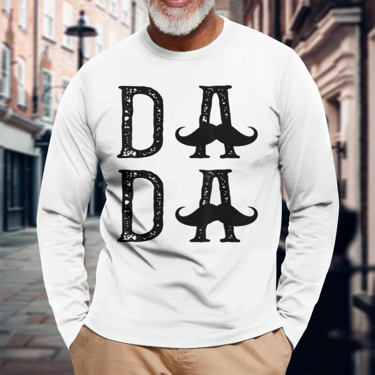 Vintage Dada Mustache Dad Idea Long Sleeve T-Shirt Gifts for Old Men