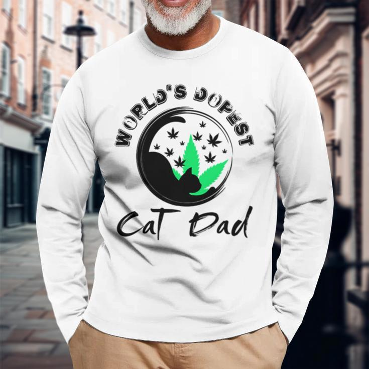 World’S Dopest Cat Dad Long Sleeve T-Shirt T-Shirt Gifts for Old Men