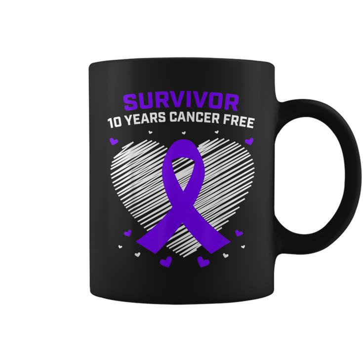 10 Years Cancer Free Purple Pancreatic Cancer Survivor Gifts  Coffee Mug