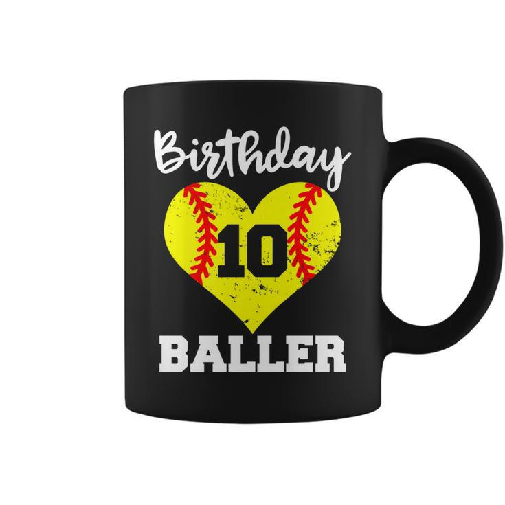 10Th Birthday Baller Funny 10 Year Old Softball   Coffee Mug