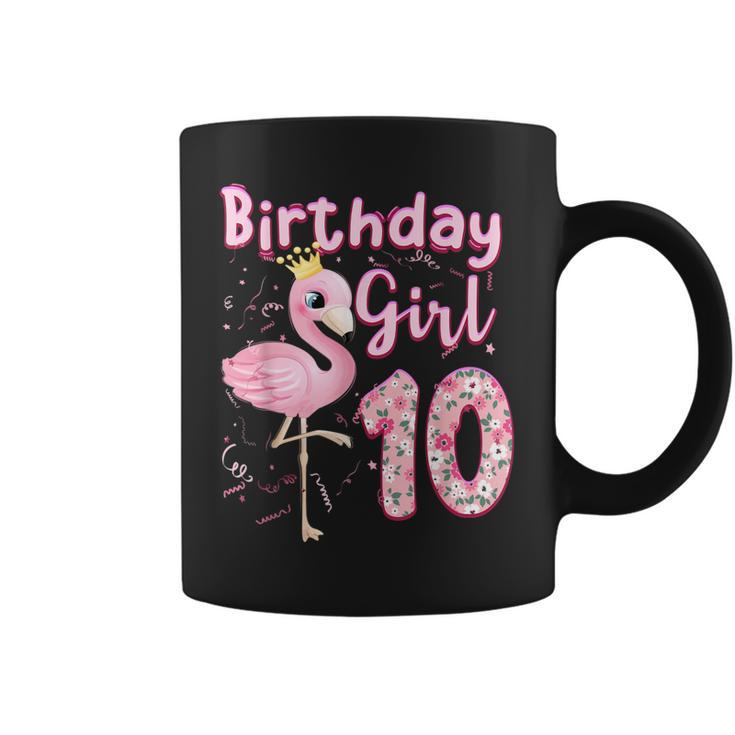 10Th Birthday Girls Flamingo 10 Years Old Tropical Flamingo  Coffee Mug