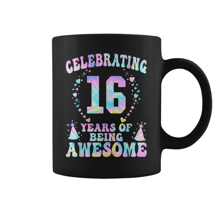 16 Years Of Being Awesome 16 Years Old Tie Dye 16Th Birthday Coffee Mug