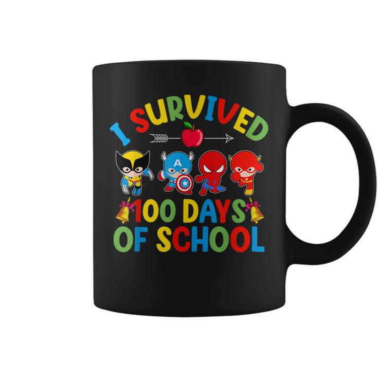 I Survived 100 Days Of School Teacher & Kid Gift Superheroes  Coffee Mug